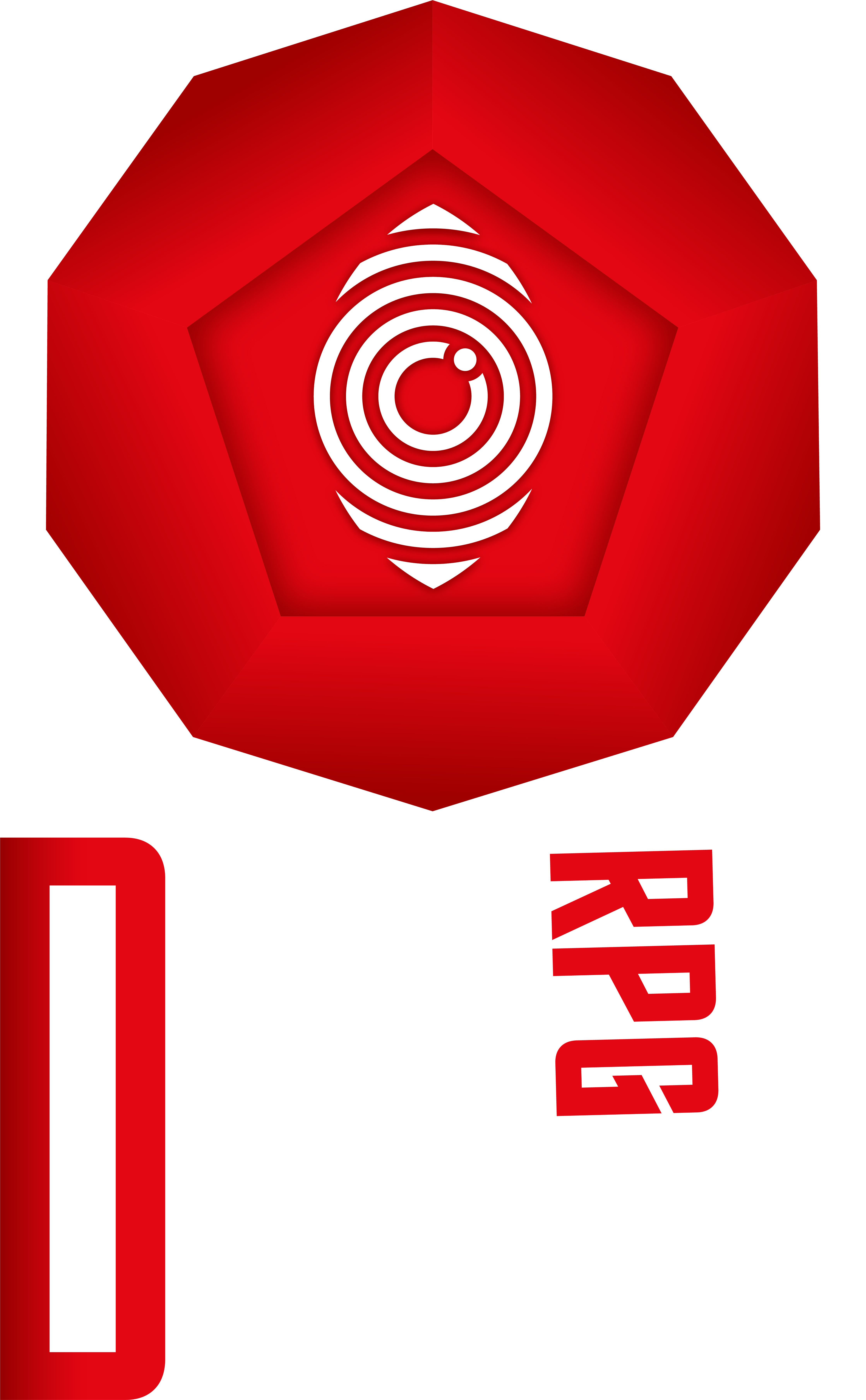 Logotipo oficial DuoDecim com letras brancas e detalhes vermelhos, para fundo escuro